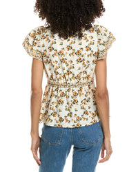 Max Studio Max Studio V-Neck Flutter Sleeve Top
