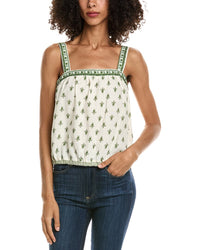 Max Studio Max Studio Sleeveless Bubble Hem Linen-Blend Top