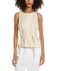 Max Studio Max Studio Tie Back Halter Linen-Blend Top