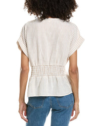 Max Studio Max Studio Short Sleeve Pleat Front Blouse