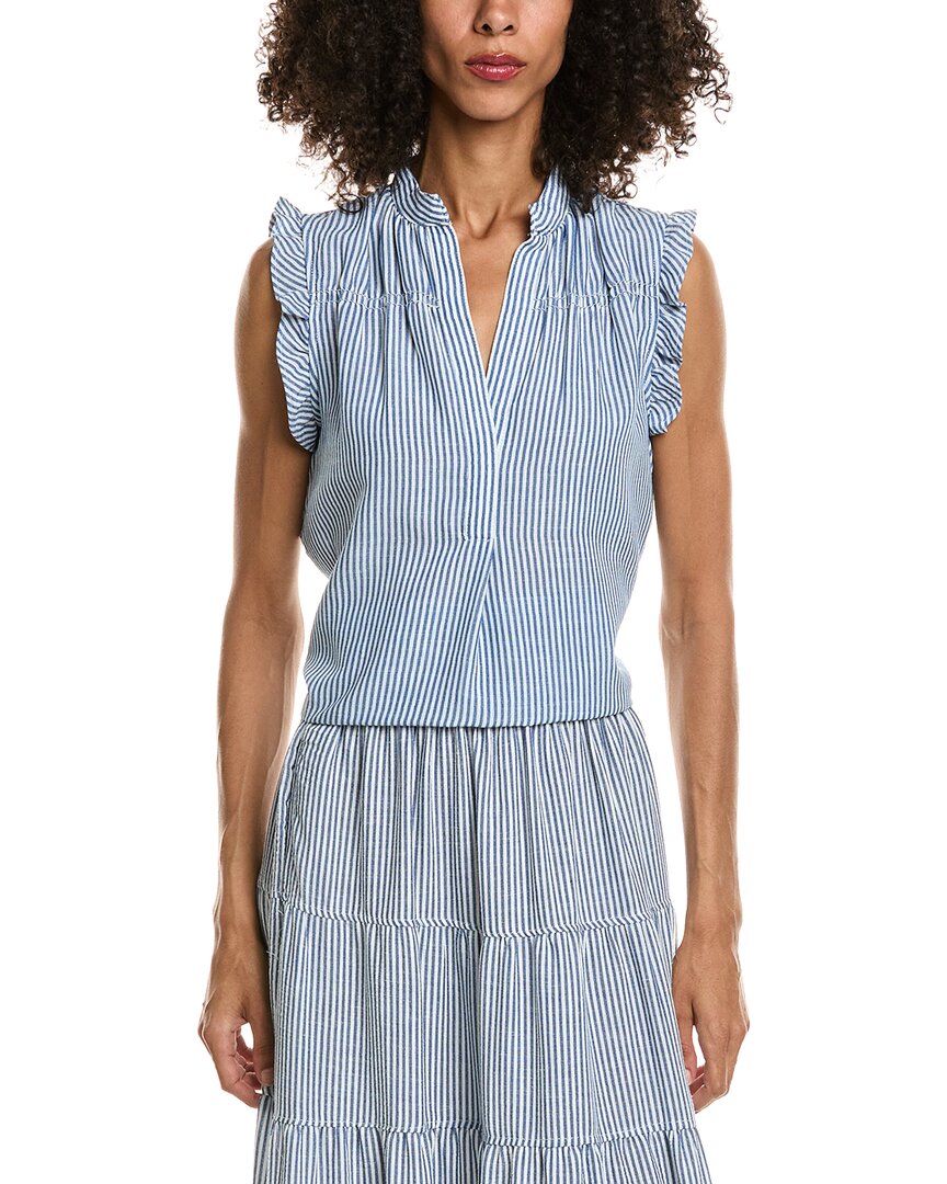 Max Studio Max Studio Ruffle Sleeve Split Neck Top