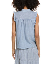 Max Studio Max Studio Ruffle Sleeve Split Neck Top