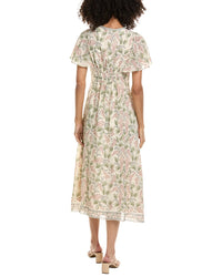 Max Studio Max Studio V-Neck Flutter Sleeve Midi Dress
