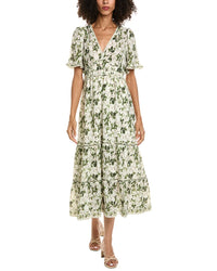 Max Studio Max Studio V-Neck Flutter Sleeve Midi Dress