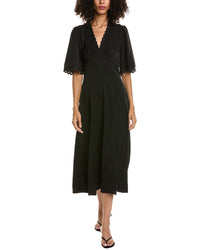 Max Studio Max Studio Elbow Sleeve Scallop Midi Dress