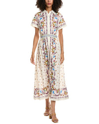 Max Studio Max Studio Short Sleeve Button Front Midi Dress