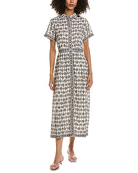 Max Studio Max Studio Short Sleeve Button Front Midi Dress