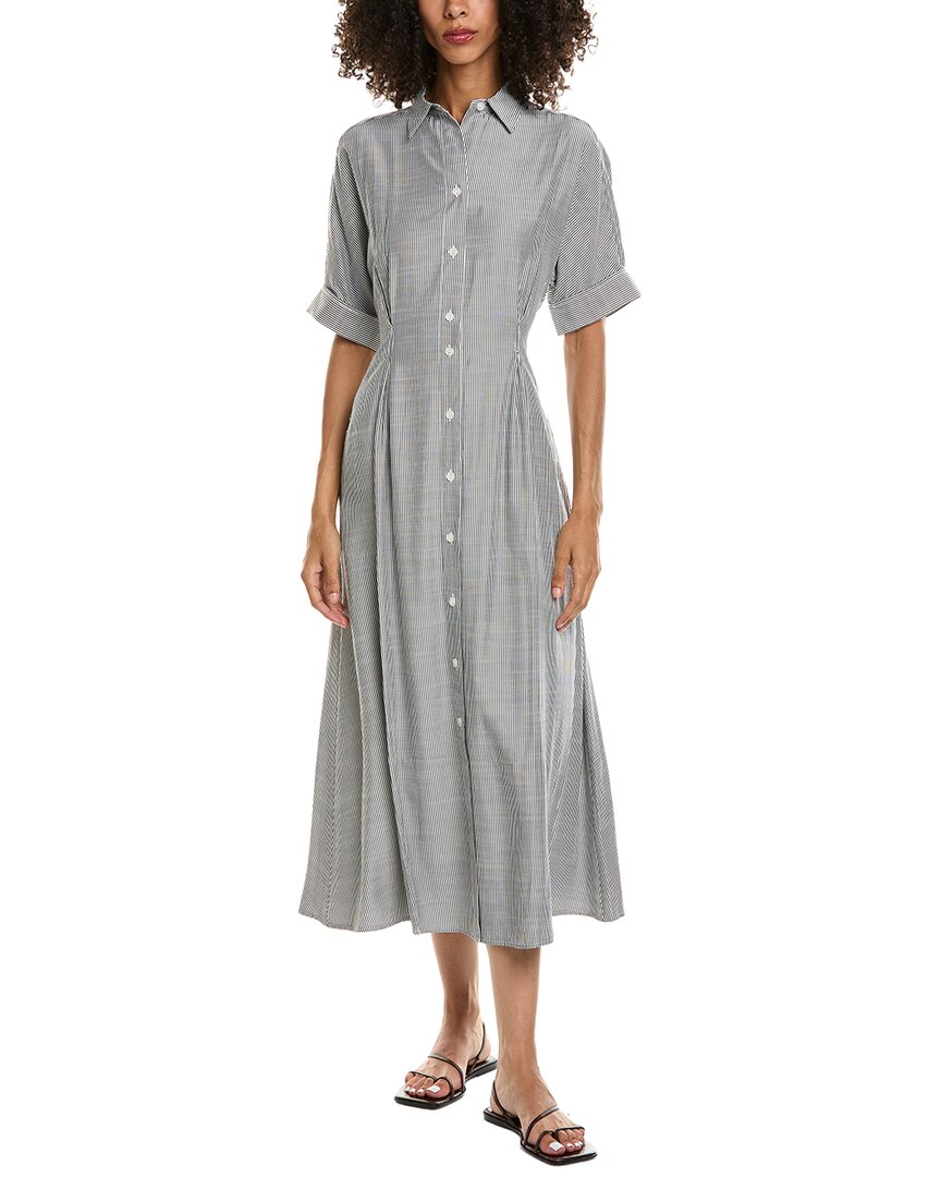 Max Studio Max Studio Elbow Sleeve Front Pleat Shirtdress