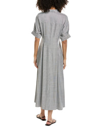 Max Studio Max Studio Elbow Sleeve Front Pleat Shirtdress