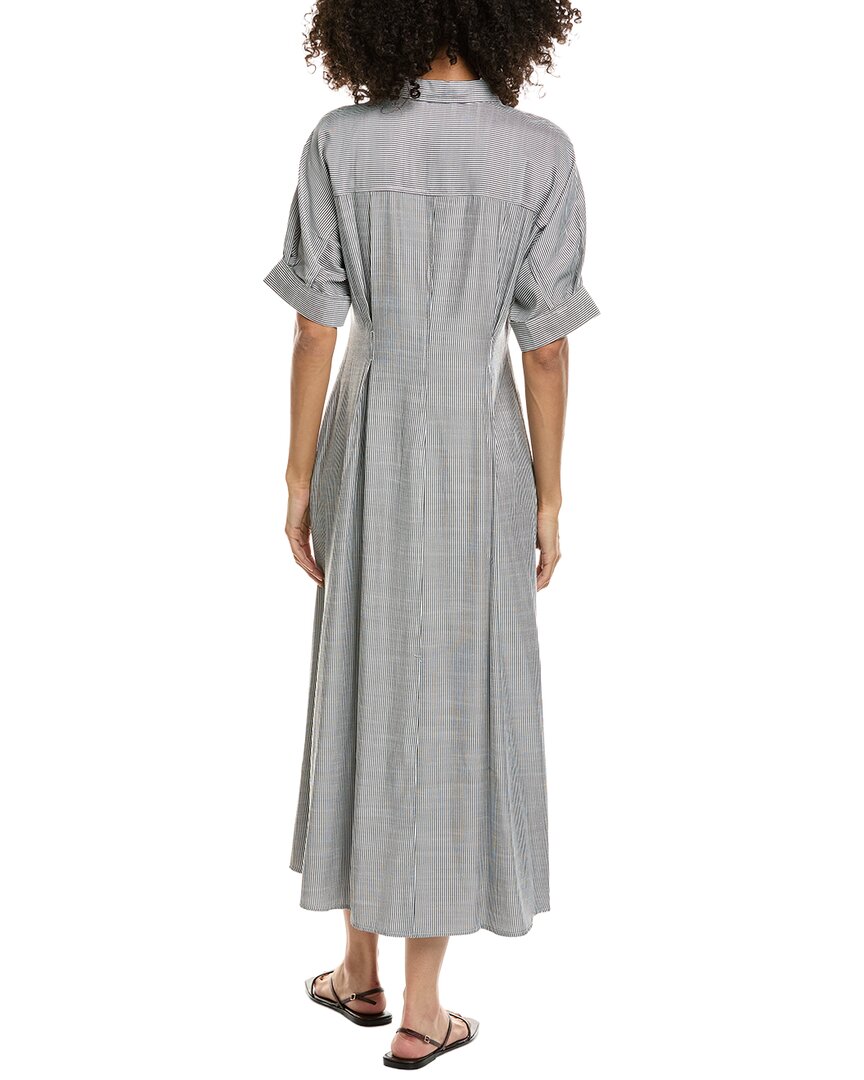 Max Studio Max Studio Elbow Sleeve Front Pleat Shirtdress