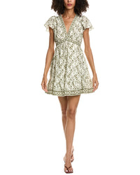 Max Studio Max Studio Flutter Sleeve V-Neck Empire Waist Mini Dress
