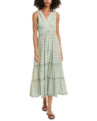 Max Studio Max Studio Knotted Waist Tiered Midi Dress