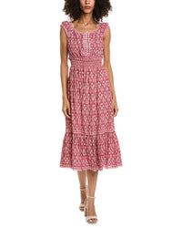 Max Studio Max Studio Cap Sleeve Tiered Midi Dress