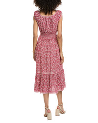 Max Studio Max Studio Cap Sleeve Tiered Midi Dress