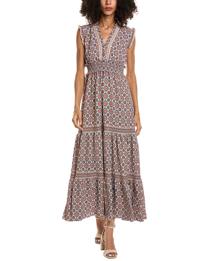 Max Studio Max Studio V-Neck Smocked Waist Tiered Maxi Dress