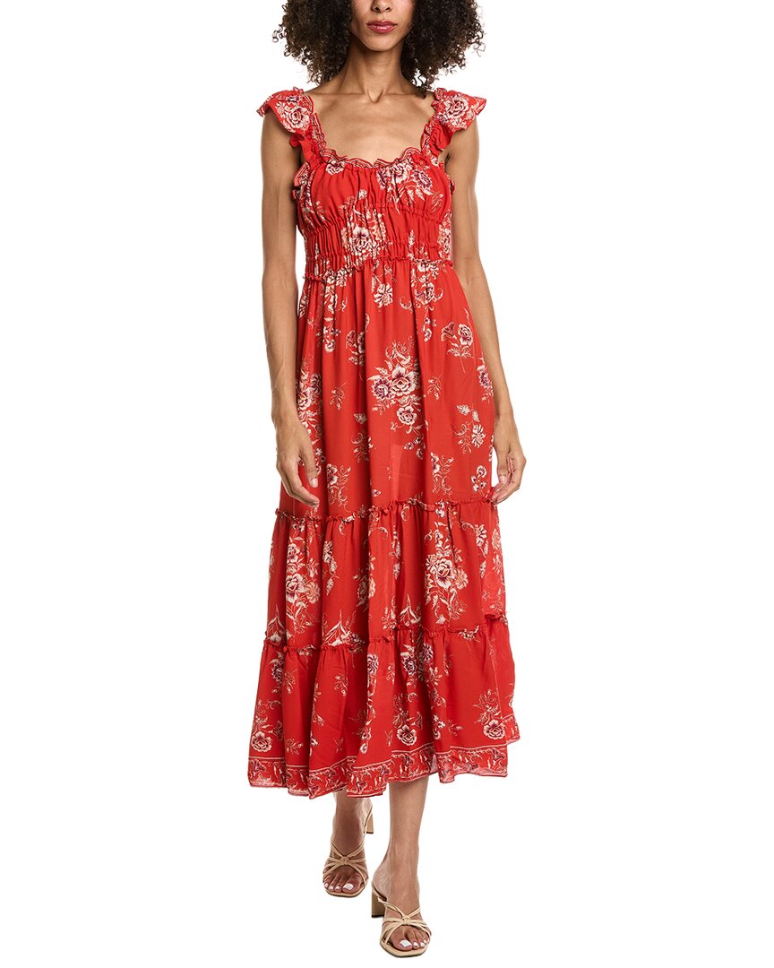 Max Studio Max Studio Flutter Sleeve Sweetheart Neck Maxi Dress
