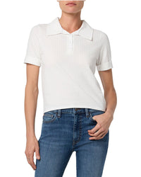 Hudson Jeans Linen-Blend Crop Polo