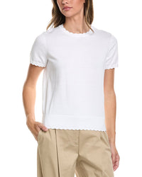 Brooks Brothers Brooks Brothers Scalloped Pointelle-Trim Sweater