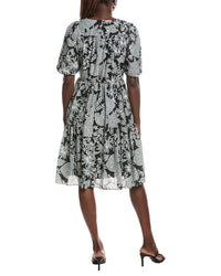 Brooks Brothers Puff Sleeve Linen-Blend Midi Dress