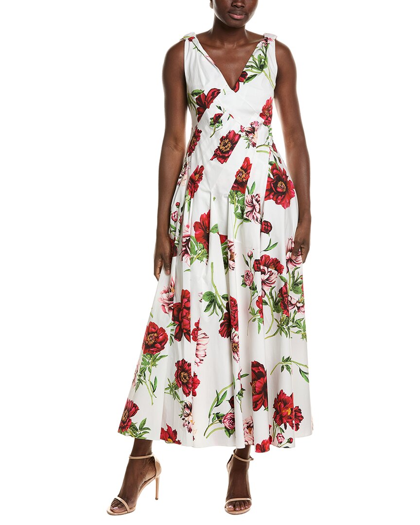 Oscar de la Renta Oscar De La Renta Peony Print Poplin Dress