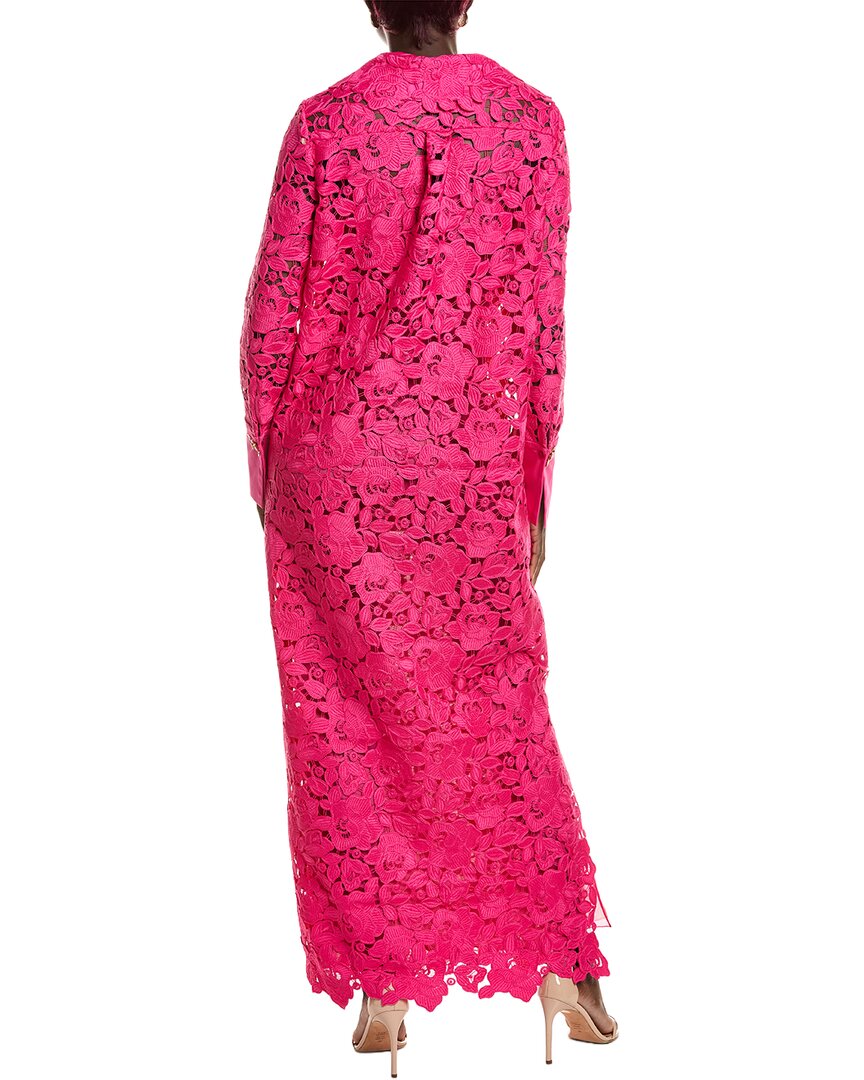 Oscar de la Renta Oscar De La Renta Roses Guipure & Poplin Maxi Dress