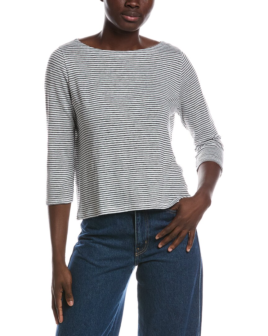 EILEEN FISHER Eileen Fisher Petite Bateau Neck 3/4-Sleeve Linen Top