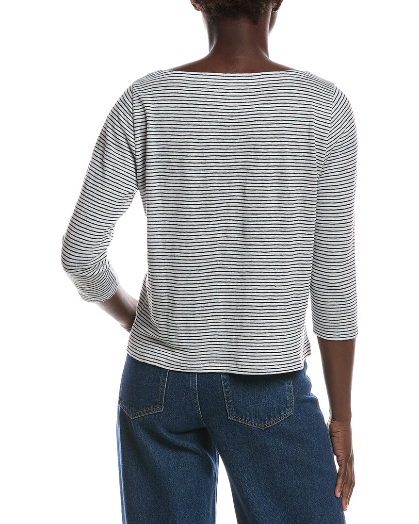 EILEEN FISHER Eileen Fisher Petite Bateau Neck 3/4-Sleeve Linen Top