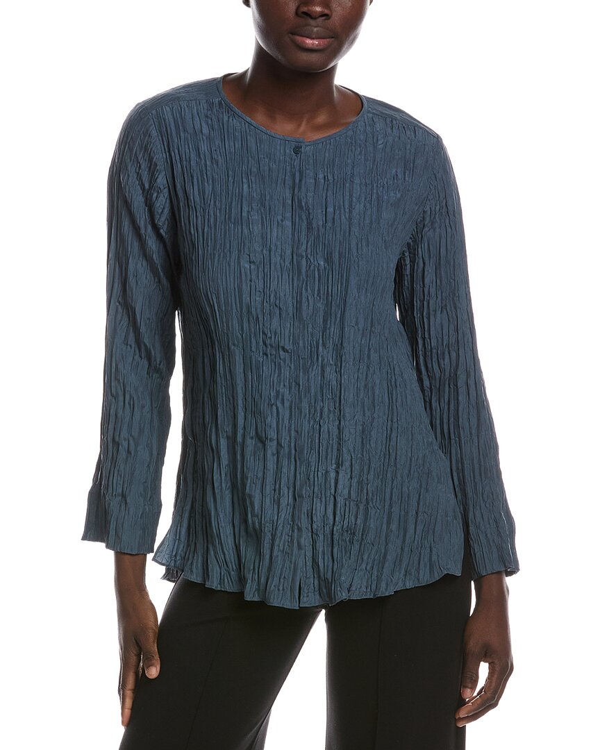 EILEEN FISHER Eileen Fisher Petite Round Neck Silk Shirt