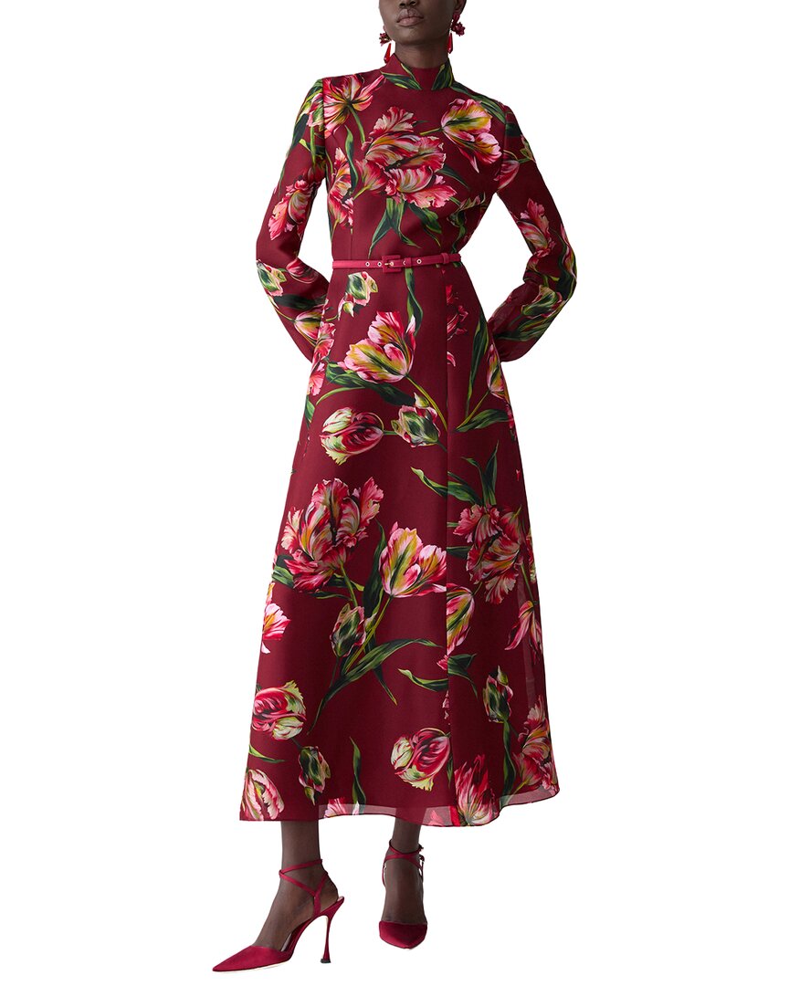 Carolina Herrera Mock Neck Silk Midi Dress