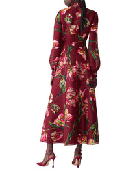 Carolina Herrera Mock Neck Silk Midi Dress