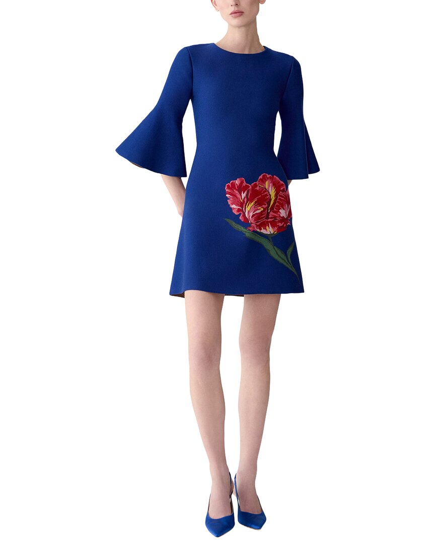 Carolina Herrera Carolina Herrera Flare Sleeve Wool-Blend Shift Dress