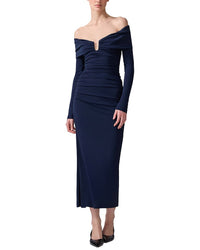Carolina Herrera Off Shoulder Ruched Midi Dress