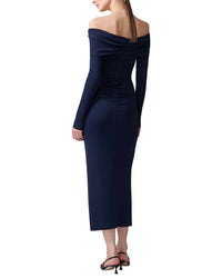Carolina Herrera Off Shoulder Ruched Midi Dress