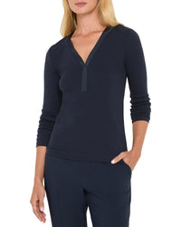 NIC & ZOE Nic & Zoe Trimmed Perfect Knit Rib V-Neck Top