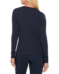 NIC & ZOE Nic & Zoe Trimmed Perfect Knit Rib V-Neck Top