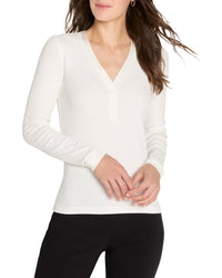 NIC & ZOE Nic & Zoe Trimmed Perfect Knit Rib V-Neck Top