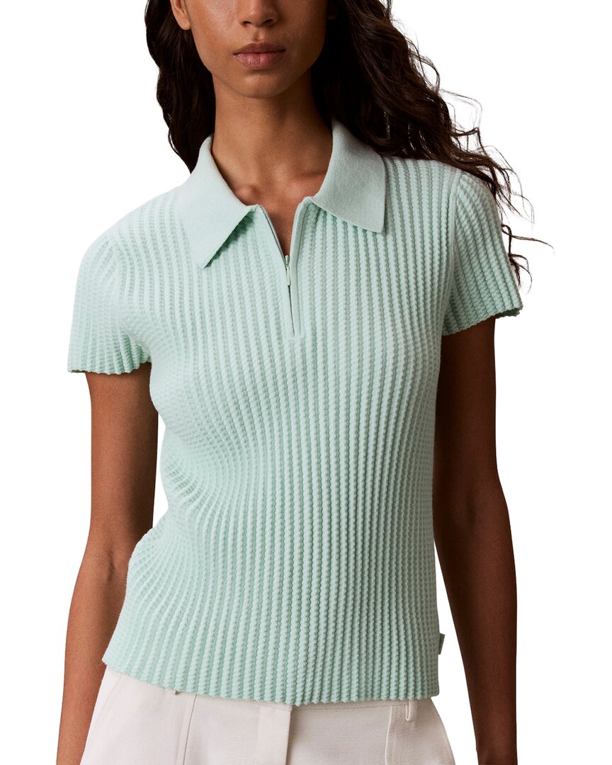 Calvin Klein Zigzag Rib Zip Polo Shirt
