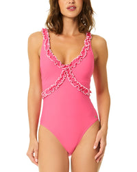 CeCe Cece Contrast Ruffle One-Piece