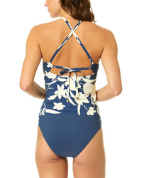 CeCe Cece Contrast Ruffle Tankini