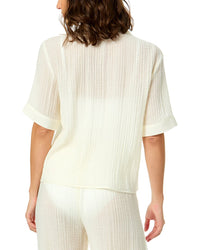CeCe Cece Linen-Blend Tie Front Shirt