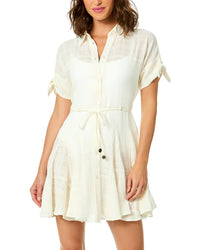 CeCe Cece Short Flare Button Up Dress