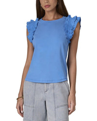 WIT & WISDOM Wit & Wisdom Mixed Media Knit Top