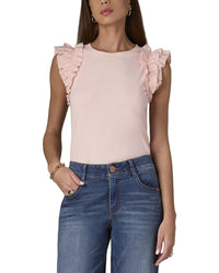 WIT & WISDOM Wit & Wisdom Mixed Media Knit Top