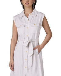 WIT & WISDOM Wit & Wisdom Petite Sleeveless Button Down Midi Dress