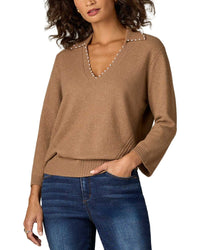 WIT & WISDOM Wit & Wisdom Pearl Trim Sweater Top
