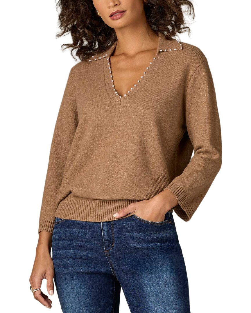 WIT & WISDOM Wit & Wisdom Pearl Trim Sweater Top