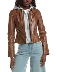 LAMARQUE Lamarque Removable Bib Leather Jacket