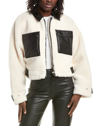 LAMARQUE Lamarque Sherpa Leather-Trim Jacket
