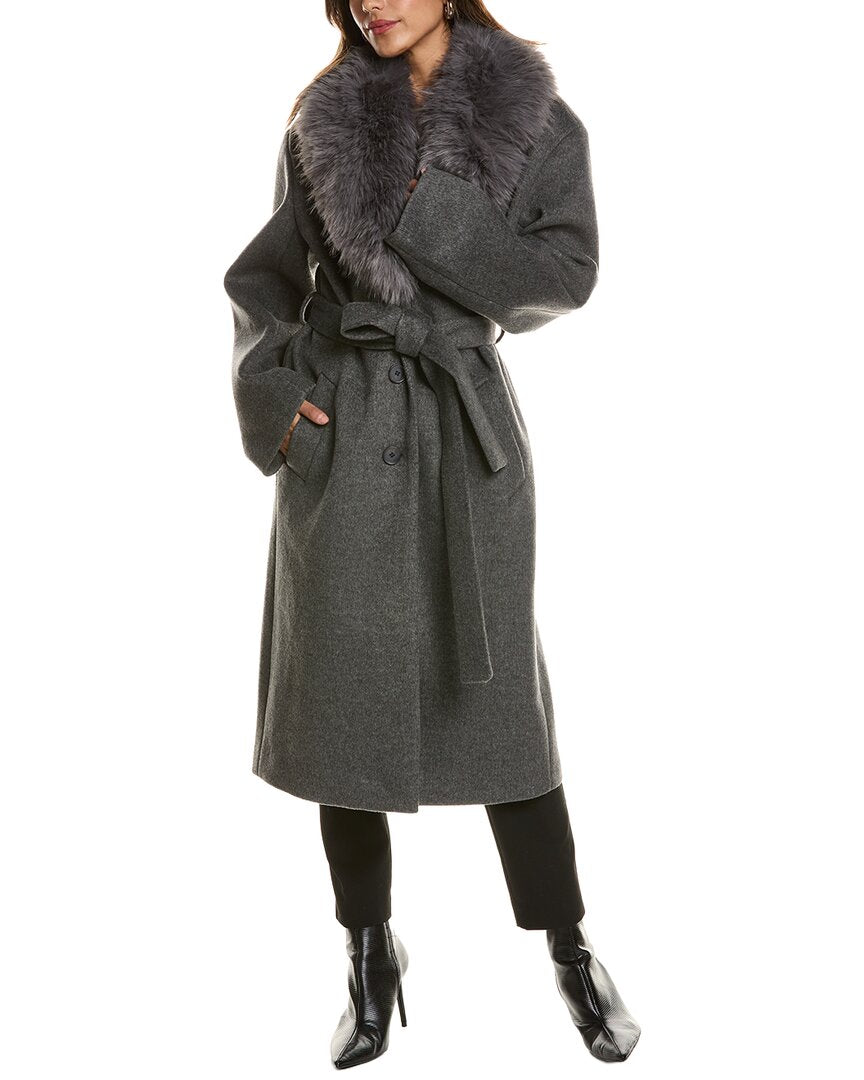 Lamarque Faux Fur Collar Coat