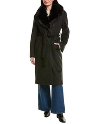 LAMARQUE Lamarque Faux Fur Collar Coat